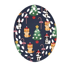 Boston Terrier Welsh Corgi Puppies Seamless Pattern Wallpaper Ornament (oval Filigree) by Nexatart