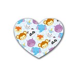 Animal Faces Collection Heart Coaster (4 pack) 