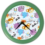 Animal Faces Collection Color Wall Clock