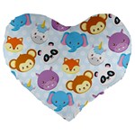 Animal Faces Collection Large 19  Premium Flano Heart Shape Cushions