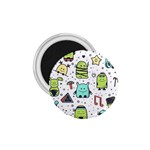 Seamless Pattern With Funny Monsters Cartoon Hand Drawn Characters Colorful Unusual Creatures 1.75  Magnets