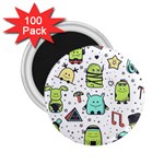 Seamless Pattern With Funny Monsters Cartoon Hand Drawn Characters Colorful Unusual Creatures 2.25  Magnets (100 pack) 