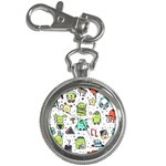 Seamless Pattern With Funny Monsters Cartoon Hand Drawn Characters Colorful Unusual Creatures Key Chain Watches