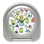 Seamless Pattern With Funny Monsters Cartoon Hand Drawn Characters Colorful Unusual Creatures Travel Alarm Clock