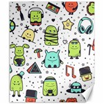 Seamless Pattern With Funny Monsters Cartoon Hand Drawn Characters Colorful Unusual Creatures Canvas 8  x 10 