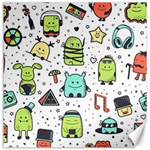 Seamless Pattern With Funny Monsters Cartoon Hand Drawn Characters Colorful Unusual Creatures Canvas 12  x 12 
