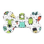 Seamless Pattern With Funny Monsters Cartoon Hand Drawn Characters Colorful Unusual Creatures Dog Tag Bone (One Side)