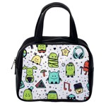 Seamless Pattern With Funny Monsters Cartoon Hand Drawn Characters Colorful Unusual Creatures Classic Handbag (One Side)