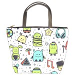 Seamless Pattern With Funny Monsters Cartoon Hand Drawn Characters Colorful Unusual Creatures Bucket Bag