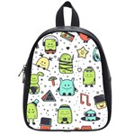 Seamless Pattern With Funny Monsters Cartoon Hand Drawn Characters Colorful Unusual Creatures School Bag (Small)