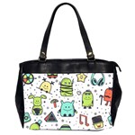 Seamless Pattern With Funny Monsters Cartoon Hand Drawn Characters Colorful Unusual Creatures Oversize Office Handbag (2 Sides)