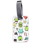 Seamless Pattern With Funny Monsters Cartoon Hand Drawn Characters Colorful Unusual Creatures Luggage Tag (two sides)