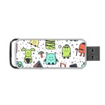 Seamless Pattern With Funny Monsters Cartoon Hand Drawn Characters Colorful Unusual Creatures Portable USB Flash (Two Sides)