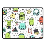 Seamless Pattern With Funny Monsters Cartoon Hand Drawn Characters Colorful Unusual Creatures Double Sided Fleece Blanket (Small) 