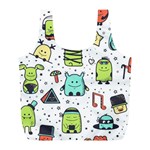 Seamless Pattern With Funny Monsters Cartoon Hand Drawn Characters Colorful Unusual Creatures Full Print Recycle Bag (L) Back