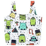 Seamless Pattern With Funny Monsters Cartoon Hand Drawn Characters Colorful Unusual Creatures Full Print Recycle Bag (XL)