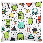 Seamless Pattern With Funny Monsters Cartoon Hand Drawn Characters Colorful Unusual Creatures Standard Flano Cushion Case (One Side)
