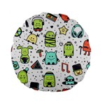 Seamless Pattern With Funny Monsters Cartoon Hand Drawn Characters Colorful Unusual Creatures Standard 15  Premium Flano Round Cushions