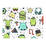 Seamless Pattern With Funny Monsters Cartoon Hand Drawn Characters Colorful Unusual Creatures Double Sided Flano Blanket (Mini) 
