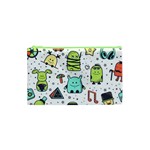 Seamless Pattern With Funny Monsters Cartoon Hand Drawn Characters Colorful Unusual Creatures Cosmetic Bag (XS)