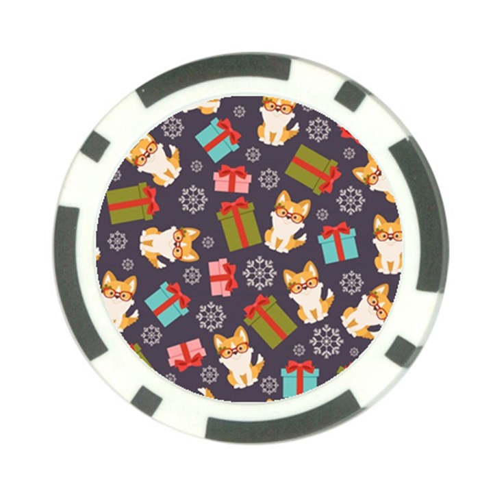 Welsh Corgi Dog With Gift Boxes Seamless Pattern Wallpaper Poker Chip Card Guard (10 pack)