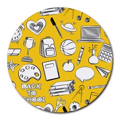 Pattern With Basketball Apple Paint Back School Illustration Round Mousepads by Nexatart