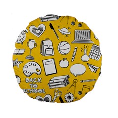 Pattern With Basketball Apple Paint Back School Illustration Standard 15  Premium Flano Round Cushions by Nexatart