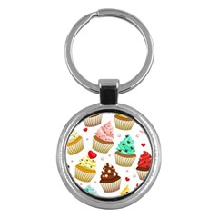 Seamless Pattern Yummy Colored Cupcakes Key Chain (round) by Nexatart