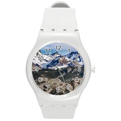 El Chalten Landcape Andes Patagonian Mountains, Agentina Round Plastic Sport Watch (m) by dflcprintsclothing