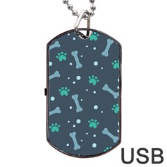 Bons Foot Prints Pattern Background Dog Tag Usb Flash (two Sides)