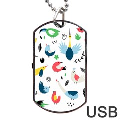 Vector Set Isolates With Cute Birds Scandinavian Style Dog Tag Usb Flash (two Sides)