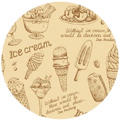 Ice Cream Vintage Pattern Wooden Bottle Opener (round)