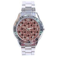 Hibiscus Flowers Collage Pattern Design Stainless Steel Analogue Watch by dflcprintsclothing