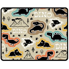 Seamless Pattern With Dinosaurs Silhouette Double Sided Fleece Blanket (medium)  by Vaneshart