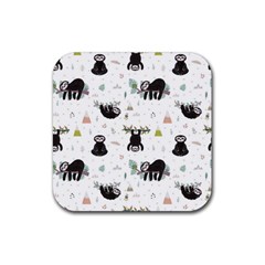 Cute Sloths Rubber Coaster (square)  by Sobalvarro