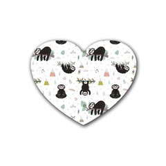 Cute Sloths Rubber Coaster (heart)  by Sobalvarro