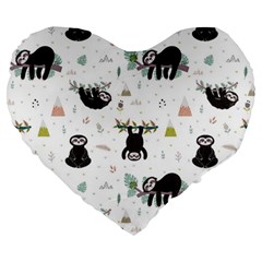 Cute Sloths Large 19  Premium Heart Shape Cushions by Sobalvarro
