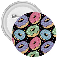 Colorful Donut Seamless Pattern On Black Vector 3  Buttons by Sobalvarro