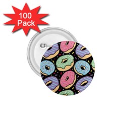 Colorful Donut Seamless Pattern On Black Vector 1 75  Buttons (100 Pack)  by Sobalvarro