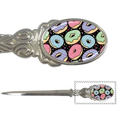 Colorful Donut Seamless Pattern On Black Vector Letter Opener by Sobalvarro