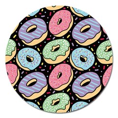 Colorful Donut Seamless Pattern On Black Vector Magnet 5  (round) by Sobalvarro