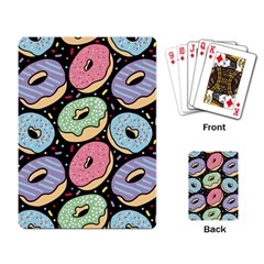 Colorful Donut Seamless Pattern On Black Vector Playing Cards Single Design (rectangle) by Sobalvarro