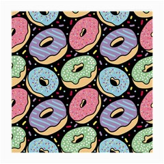 Colorful Donut Seamless Pattern On Black Vector Medium Glasses Cloth (2 Sides) by Sobalvarro