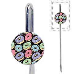 Colorful Donut Seamless Pattern On Black Vector Book Mark by Sobalvarro