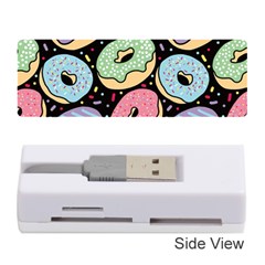 Colorful Donut Seamless Pattern On Black Vector Memory Card Reader (stick) by Sobalvarro