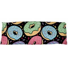 Colorful Donut Seamless Pattern On Black Vector Body Pillow Case Dakimakura (two Sides) by Sobalvarro
