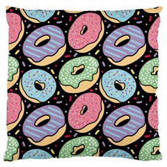 Colorful Donut Seamless Pattern On Black Vector Standard Flano Cushion Case (one Side) by Sobalvarro