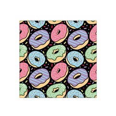 Colorful Donut Seamless Pattern On Black Vector Satin Bandana Scarf by Sobalvarro