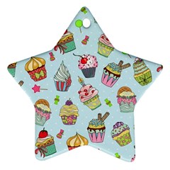 Cupcake Doodle Pattern Ornament (star) by Sobalvarro