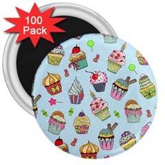 Cupcake Doodle Pattern 3  Magnets (100 Pack) by Sobalvarro